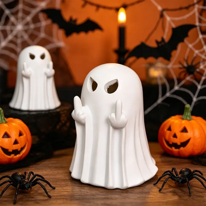 Cute Halloween Ghost Figurine with Heart Hands Decoration