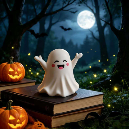 Cute Halloween Ghost Figurine with Heart Hands Decoration
