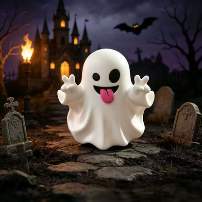 Cute Halloween Ghost Figurine with Heart Hands Decoration