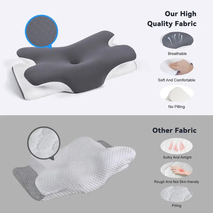 VIPfree Cooling Memory Foam Neck Pillow – Ergonomic Cervical Support Pillow with Removable Cover