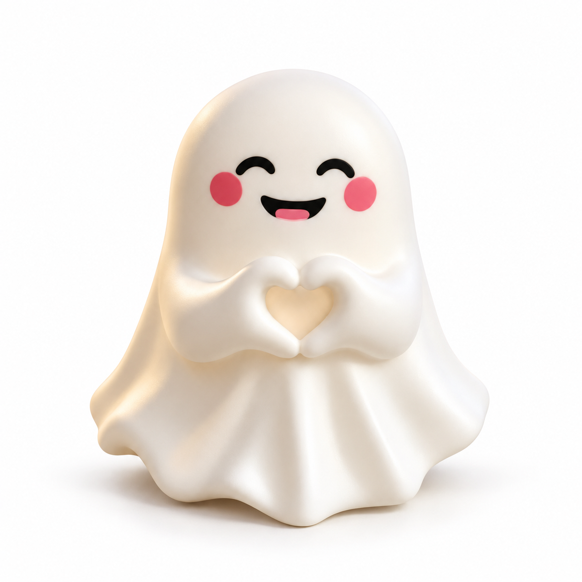 Cute Halloween Ghost Figurine with Heart Hands Decoration