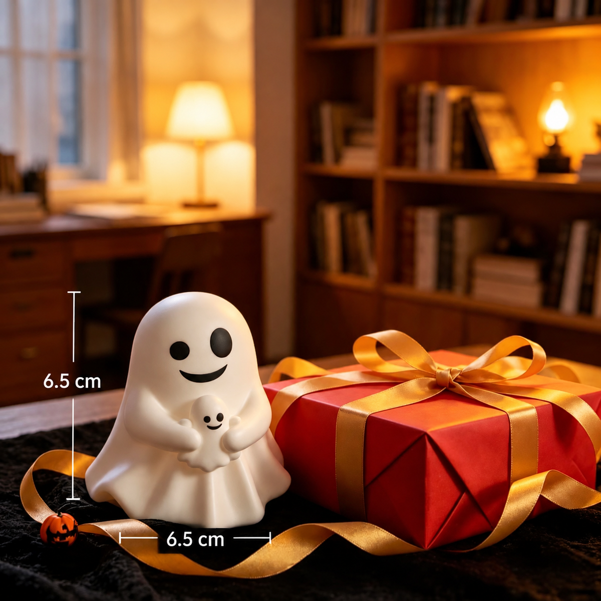 Cute Halloween Ghost Figurine with Heart Hands Decoration
