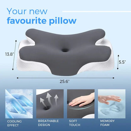 VIPfree Cooling Memory Foam Neck Pillow – Ergonomic Cervical Support Pillow with Removable Cover